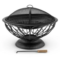 Tulip Feuerschale Ø75cmGrill Feuerstelle Funkenschutz Stahl Brüniert -Garten Store 10028582 yy 0003 front 03 Blumfeldt Tulip Feuerschale 75cm Grill