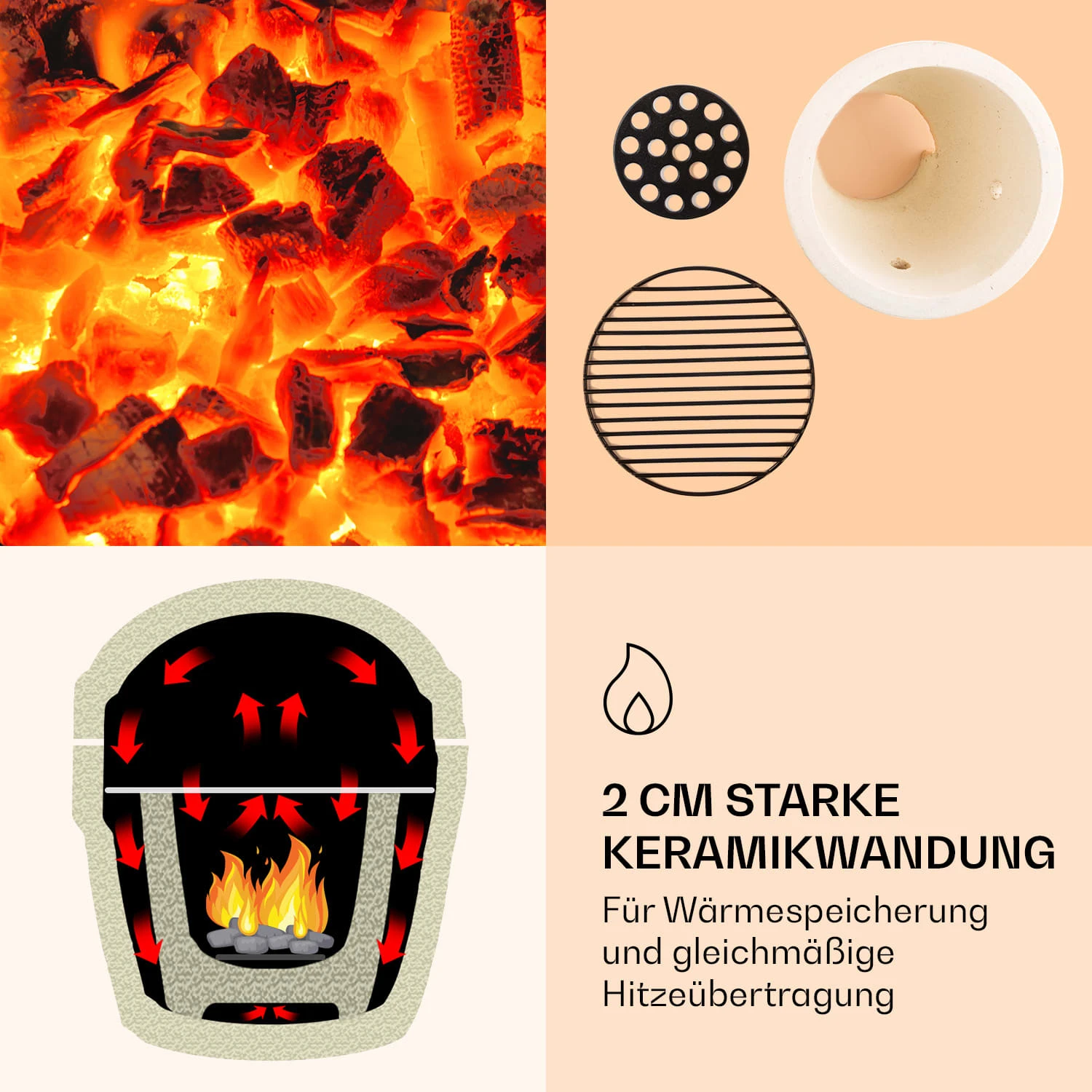 Princesize Kamado-Grill Keramikgrill Edelstahl-Grillrost Smoker BBQ 4 Princesize Kamado-Grill Keramikgrill Edelstahl-Grillrost Smoker BBQ – Bild 4