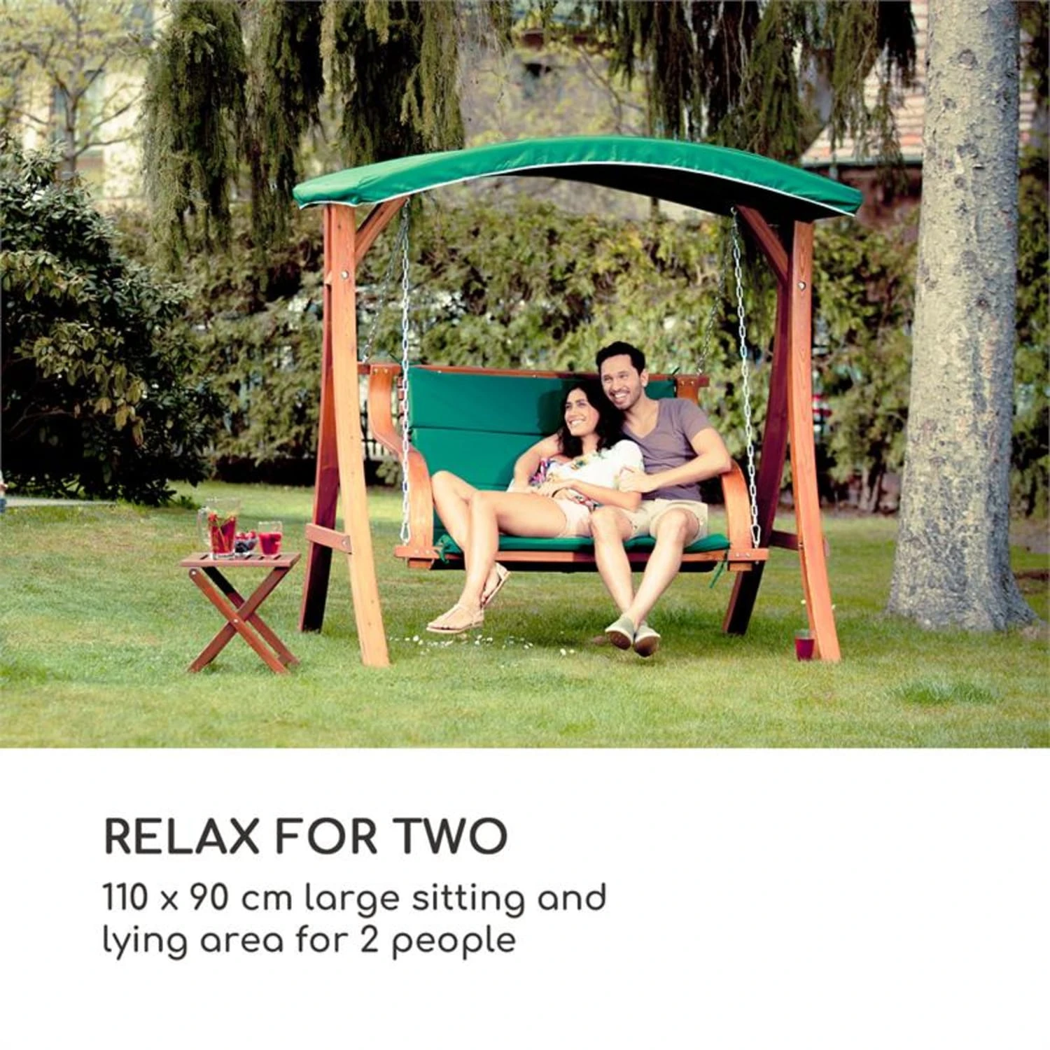 Tahiti Hollywoodschaukel 110 Cm 2-Sitzer Sonnendach Polyester Lärche 3 Tahiti Hollywoodschaukel 110 Cm 2-Sitzer Sonnendach Polyester Lärche – Bild 3