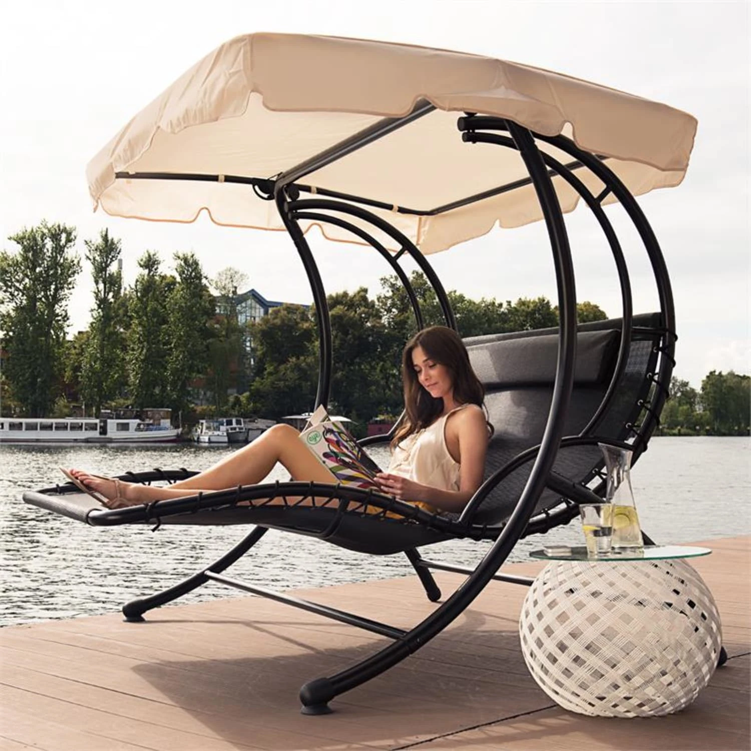 Aristo Schwingliege Gartenliege Gartenschaukel Inkl. Kissen 3 Aristo Schwingliege Gartenliege Gartenschaukel Inkl. Kissen – Bild 3