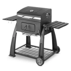 Bigfoot Holzkohlegrill Smoker BBQ-Grill 55 X 40 Cm Stahl Schwarz -Garten Store 10029763 yy 0008 front Klarstein Bigfoot BBQ Grill Smoker