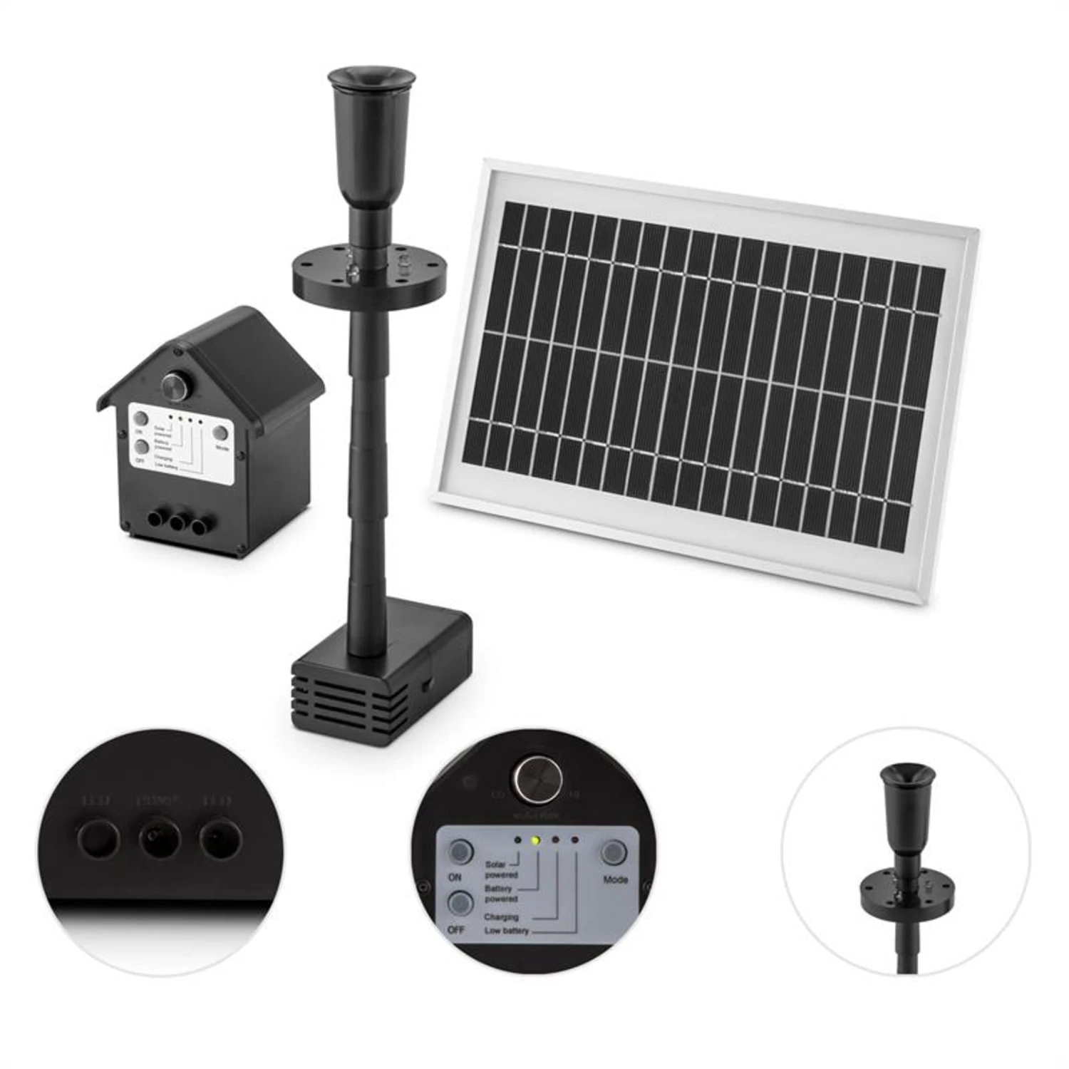 Wasserwerk 500 Wasserpumpe Solar Springbrunnen 500 L/h LED Akku 2 Wasserwerk 500 Wasserpumpe Solar Springbrunnen 500 L/h LED Akku – Bild 2