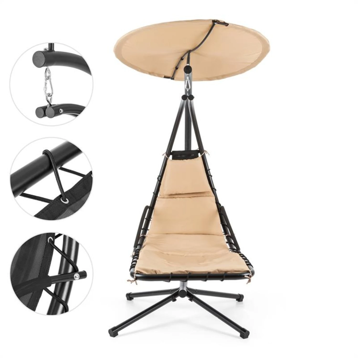 Dahlia Creamy Beige Schwingliege 200 Cm Sonnensegel Polyester Stahl 2 Dahlia Creamy Beige Schwingliege 200 Cm Sonnensegel Polyester Stahl – Bild 2