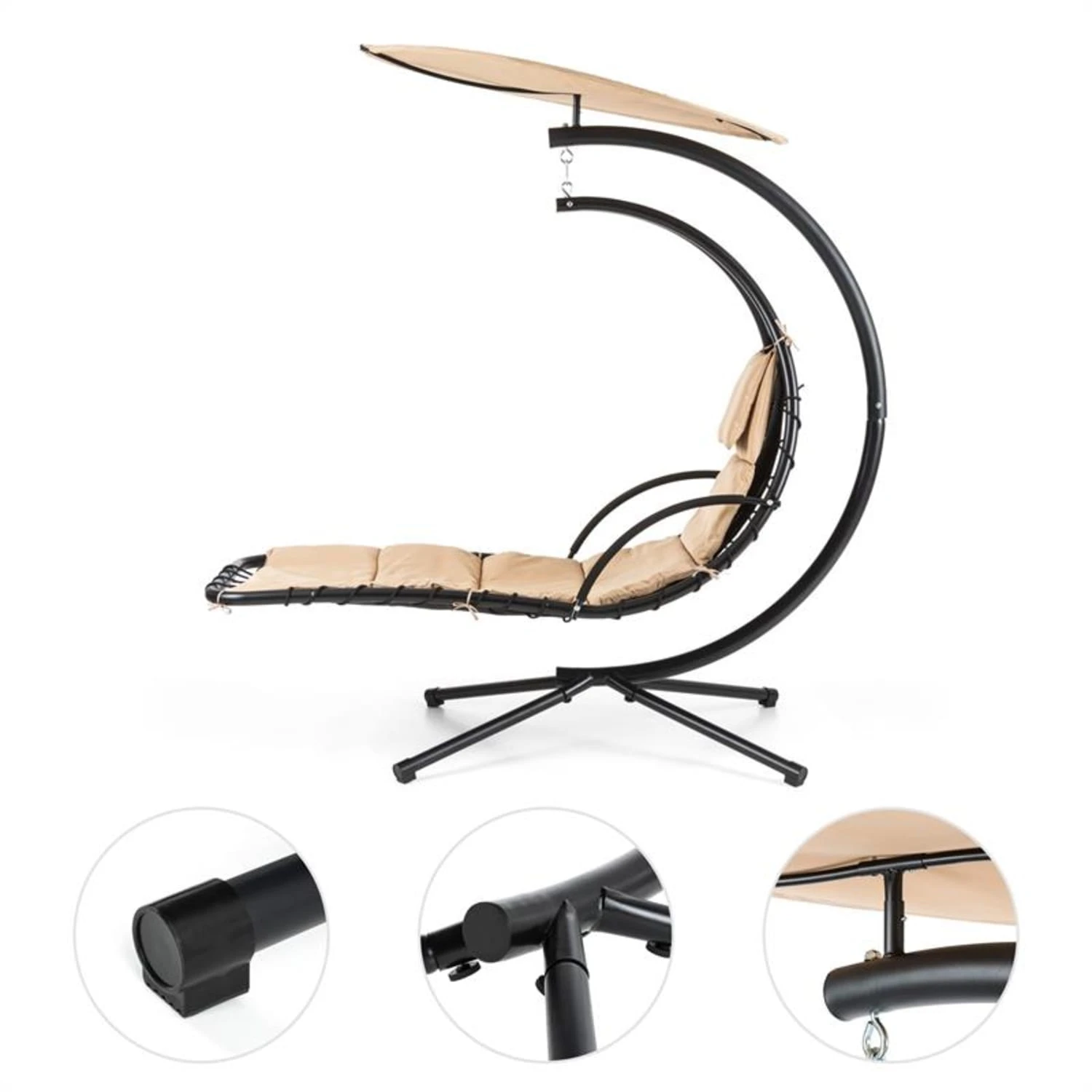 Dahlia Creamy Beige Schwingliege 200 Cm Sonnensegel Polyester Stahl 3 Dahlia Creamy Beige Schwingliege 200 Cm Sonnensegel Polyester Stahl – Bild 3