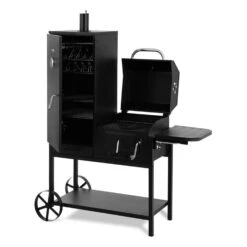 Fleischbrocken Holzkohlegrill Smoker Räucherofen BBQ-Grill Schwarz -Garten Store 10030554 yy 0007 front Professional charcoal grill and smoker