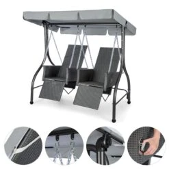 Concordia Hollywoodschaukel Gartenschaukel 185 Cm 2 Sitze Sonnendach -Garten Store 10030566 yy 0006 detail Blumfeldt Concordia Hollywoodschaukel