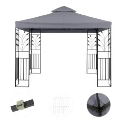 Odeon Grey Pavillon Partyzelt Festzelt 3x3m Stahl Polyester Dunkelgrau -Garten Store 10030686 yy 0003 detail Blumfeldt Odeon Grey Pavillon Partyzelt dunkelgrau