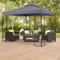 Odeon Grey Pavillon Partyzelt Festzelt 3x3m Stahl Polyester Dunkelgrau -Garten Store 10030686 yy 0005 ambient Blumfeldt Odeon Grey Pavillon Partyzelt dunkelgrau