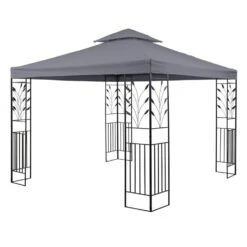 Odeon Grey Pavillon Partyzelt Festzelt 3x3m Stahl Polyester Dunkelgrau -Garten Store 10030686 yy 0006 front Blumfeldt Odeon Grey Pavillon Partyzelt dunkelgrau