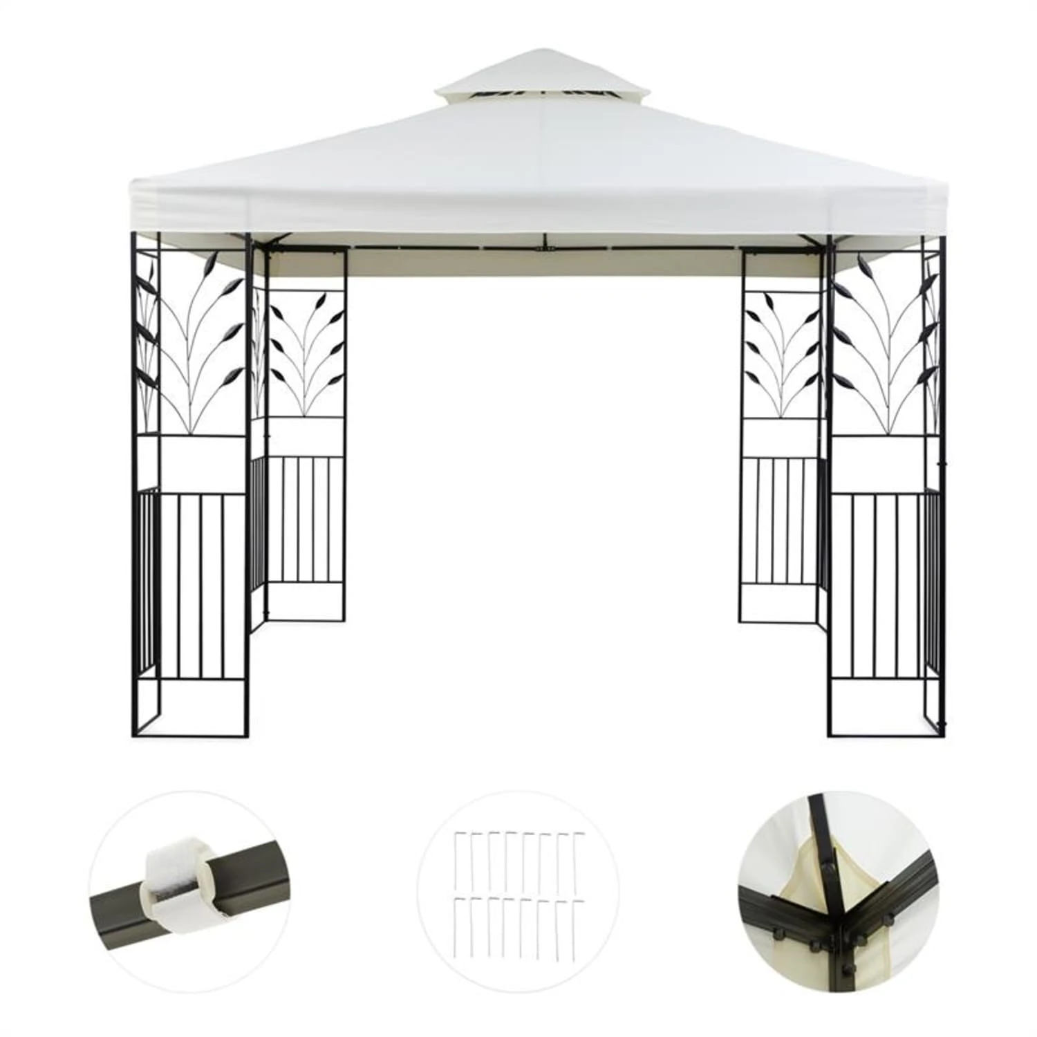 Odeon Beige Pavillon Partyzelt Festzelt 3x3m Stahl Polyester Hellbeige 3 Odeon Beige Pavillon Partyzelt Festzelt 3x3m Stahl Polyester Hellbeige – Bild 3