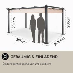 Pantheon 3x4 Pergola Vordach 3x4m Aluminium Sonnendach Polyester -Garten Store 10030937 DE 0004 usp
