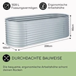 High Grow Hochbeet Gartenbeet 2,0m Zink-Alu-Beschichtung Silber 10 High Grow Hochbeet Gartenbeet 2,0m Zink-Alu-Beschichtung Silber -Garten Store 10031119 DE 0005 usp