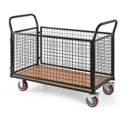 Loadster Gitterwagen Rollwagen Magazinwagen Max.500kg Holzboden -Garten Store 10031241 yy 0004 front Waldbeck Loadster Gitterwagen Rollwagen schwarz reedit