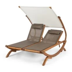 Sonnendeck Doppel-Sonnenliege Verstellbares Sonnendach Kopfkissen Weiß 9 Sonnendeck Doppel-Sonnenliege Verstellbares Sonnendach Kopfkissen Weiß -Garten Store 10031458 yy 0007 front Blumfeldt Sonnendeck Doppel Sonnenliege weiss