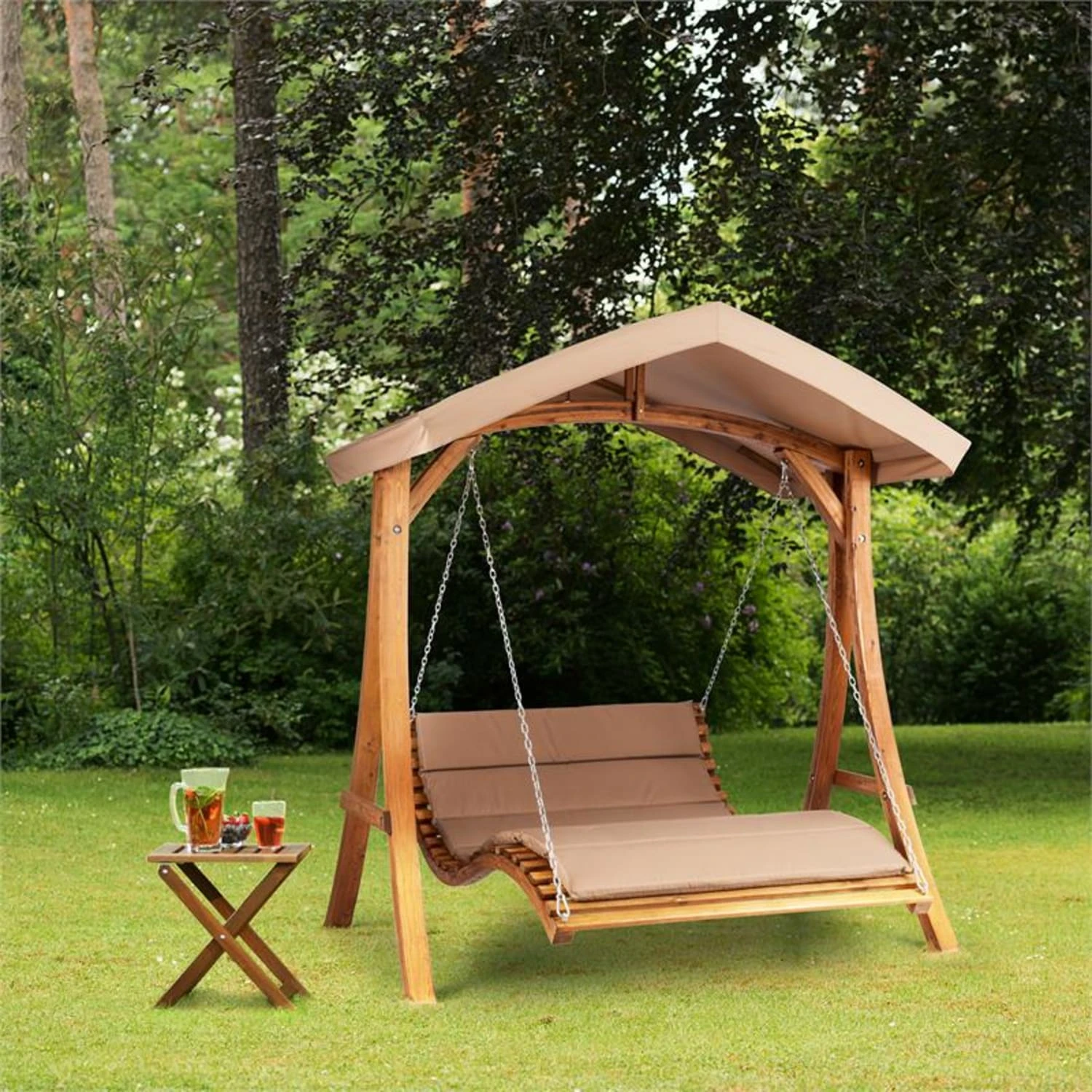 Bermuda Hollywoodschaukel Gartenschaukel 130 Cm 2-Sitzer Sonnensegel 2 Bermuda Hollywoodschaukel Gartenschaukel 130 Cm 2-Sitzer Sonnensegel – Bild 2