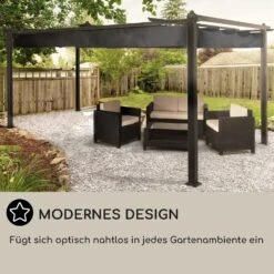 Pantheon 3x4 Pergola Vordach 3x4m Aluminium Sonnendach Polyester Grau -Garten Store 10031883 DE 0006 usp