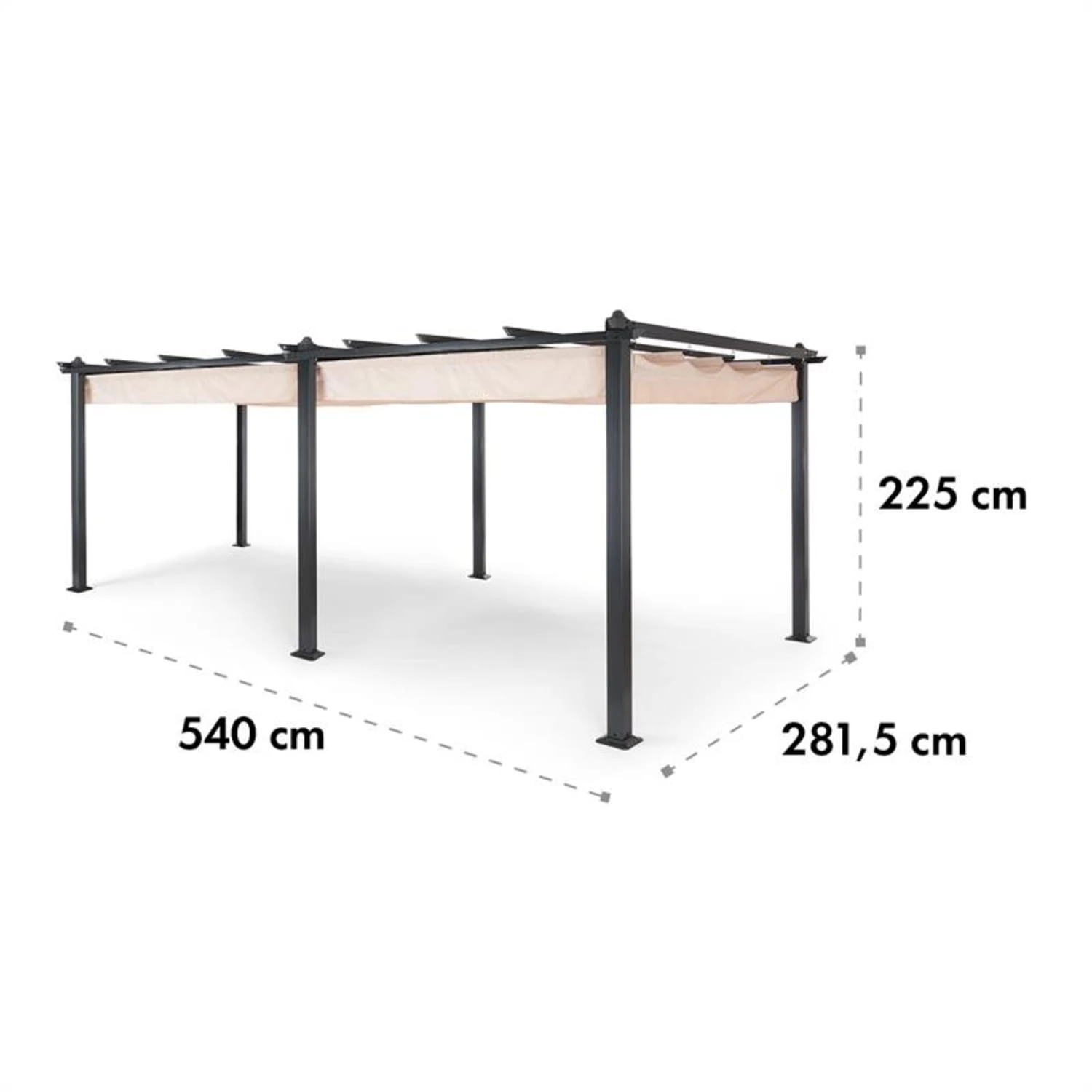 Pantheon 3x6 Pergola Vordach 3x6m Aluminium Sonnendach Polyester Beige 9 Pantheon 3x6 Pergola Vordach 3x6m Aluminium Sonnendach Polyester Beige – Bild 9