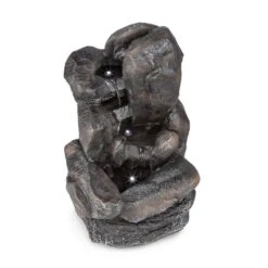 Felsquell Solar-Kaskadenbrunnen Akkubetrieb 2 KW Solarpanel 3 LEDs -Garten Store 10032286 yy 0004 detail Blumfeldt Felsquell Solar Kaskadenbrunnen