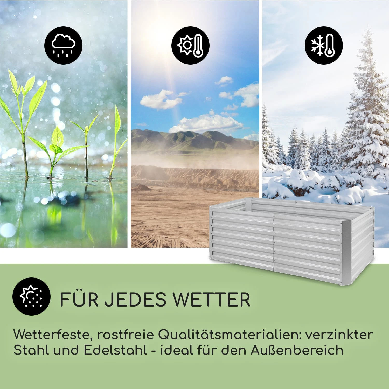 High Grow Straight Hochbeet 180x60x90cm 970l Stahl Verzinkt Silber 2 High Grow Straight Hochbeet 180x60x90cm 970l Stahl Verzinkt Silber – Bild 2