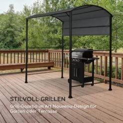 Steakhouse Grilldach 220x215x140cm PE 180 G/m² Flammhemmend Stahl Grau -Garten Store 10032523 de 0005 logo