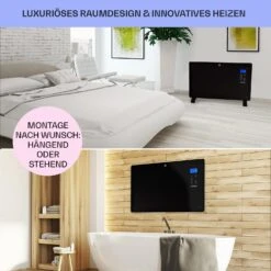 Norderney Konvektions-Heizgerät Thermostat Timer 2000W 30m² Schwarz -Garten Store 10032789 de 0007 usp