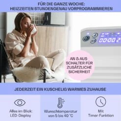 Hot Spot Slimcurve Heizgerät 80x40cm 40m² 2000W 5-40°C LED IP24 Weiß -Garten Store 10033016 de 0003 usp