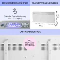 Hot Spot Slimcurve Heizgerät 80x40cm 40m² 2000W 5-40°C LED IP24 Weiß -Garten Store 10033016 de 0006 usp