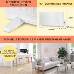 Wallander Ölradiator 1000W Thermostat Ölheizung Ultraflach Weiß -Garten Store 10033102 de 0006 usp