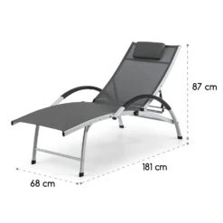 Sun Valley Sonnenliege Zusammenklappbar Kopfkissen Grau -Garten Store 10033308 yy 0009 logo