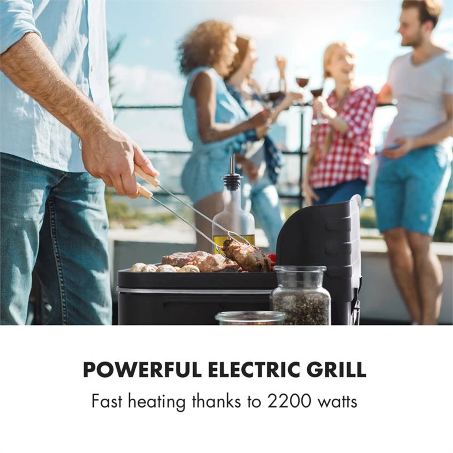 Porterhouse Elektrogrill 2200W Antihaft-Grillfläche Schwarz 2 Porterhouse Elektrogrill 2200W Antihaft-Grillfläche Schwarz – Bild 2