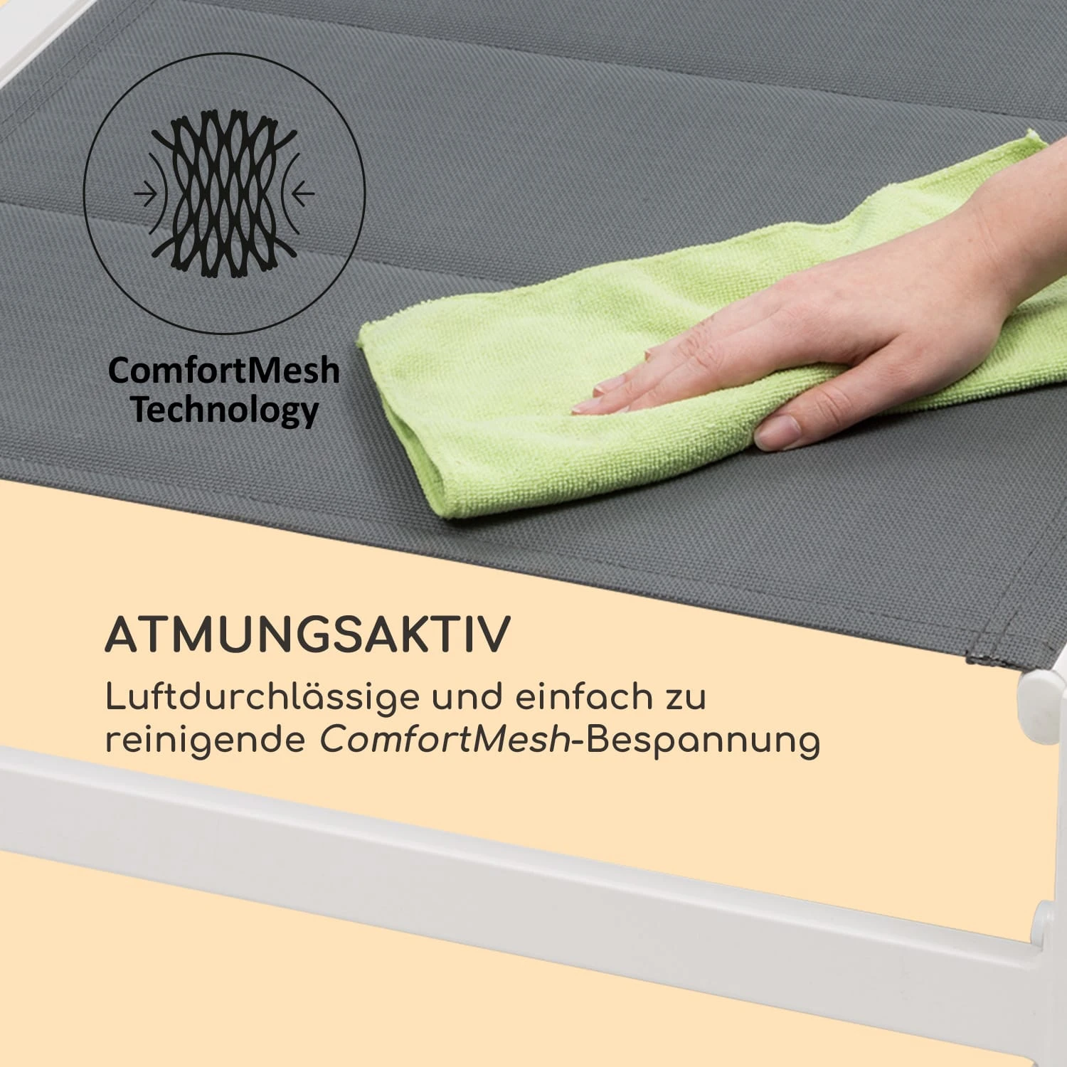 Renazzo Lounge Liegestuhl 70/30 PVC/PE Aluminium 6-Stufen Weiß Grau 7 Renazzo Lounge Liegestuhl 70/30 PVC/PE Aluminium 6-Stufen Weiß Grau – Bild 7