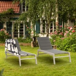 Renazzo Lounge Liegestuhl 70/30 PVC/PE Aluminium 6-Stufen Weiß Grau 13 Renazzo Lounge Liegestuhl 70/30 PVC/PE Aluminium 6-Stufen Weiß Grau -Garten Store 10033364 yy 0005 logo