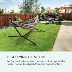 Sri Lanka Swing Hängematte Stahlrahmen 160 Kg Max. Gestreift -Garten Store 10033371 yy 0003 logo Blumfeldt Sri Lanka Swing Haengematte gestreift