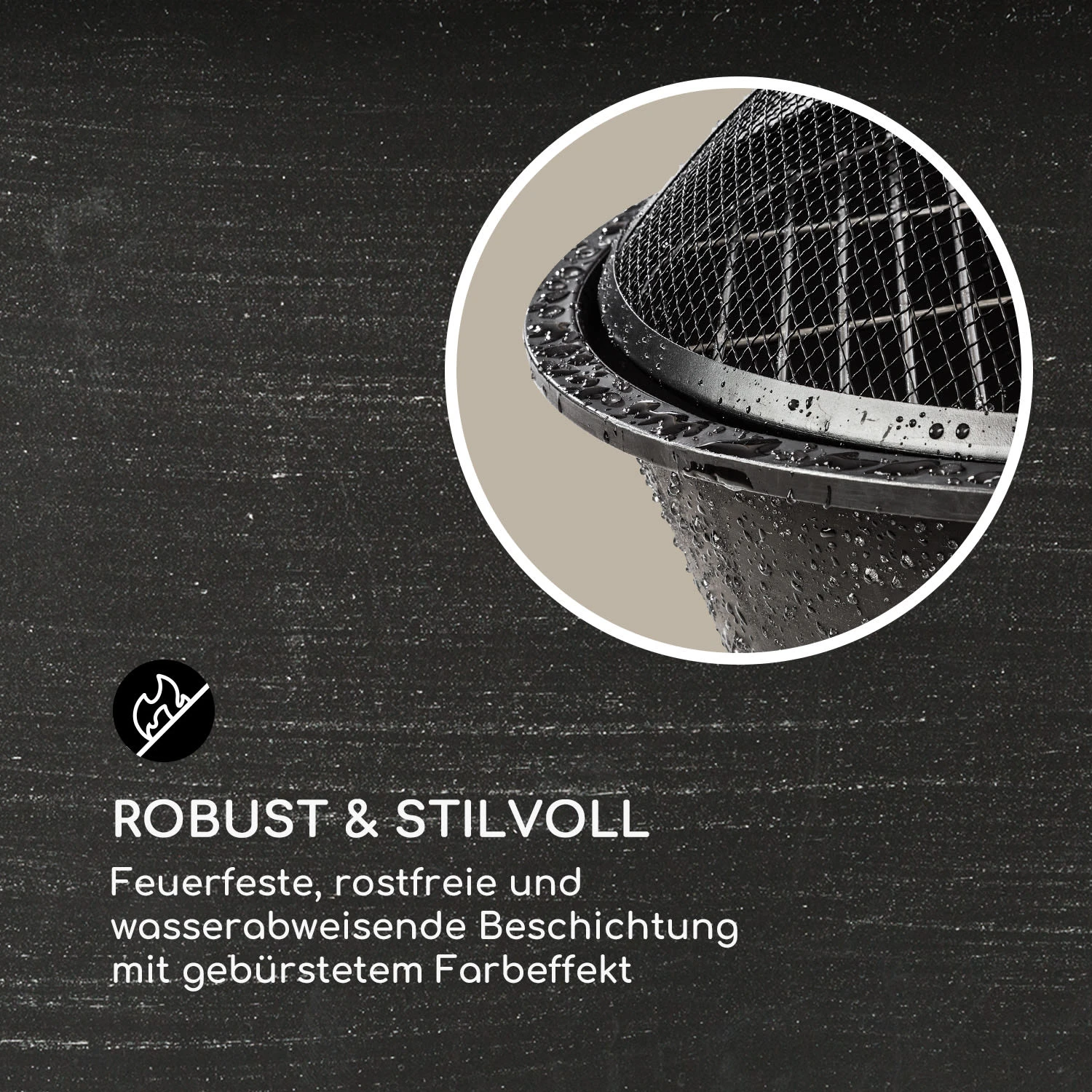 Nolana 2-in-1-Feuerschale Ø73cm Funkenschutz Ø64cm Grill Stahl Schwarz 5 Nolana 2-in-1-Feuerschale Ø73cm Funkenschutz Ø64cm Grill Stahl Schwarz – Bild 5