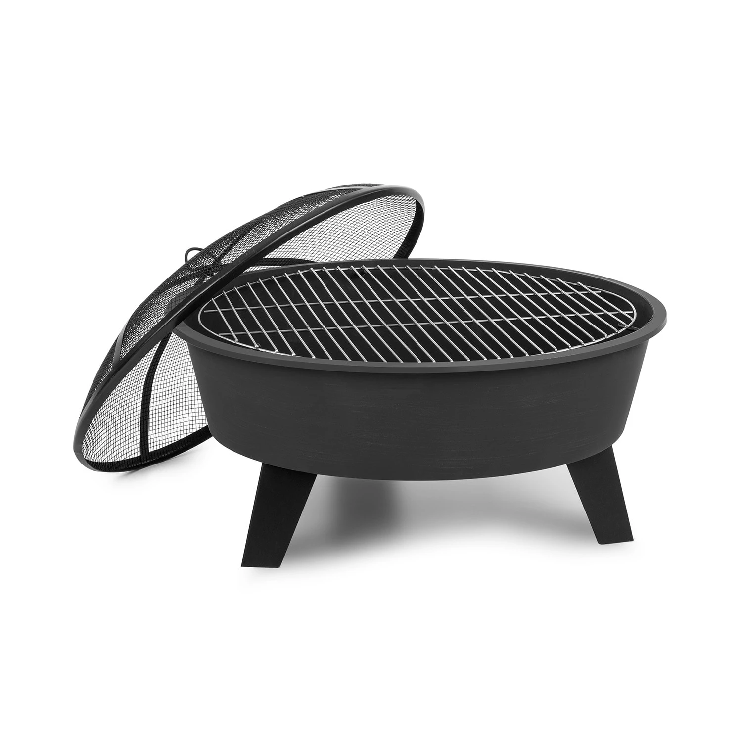 Nolana 2-in-1-Feuerschale Ø73cm Funkenschutz Ø64cm Grill Stahl Schwarz 1 Nolana 2-in-1-Feuerschale Ø73cm Funkenschutz Ø64cm Grill Stahl Schwarz