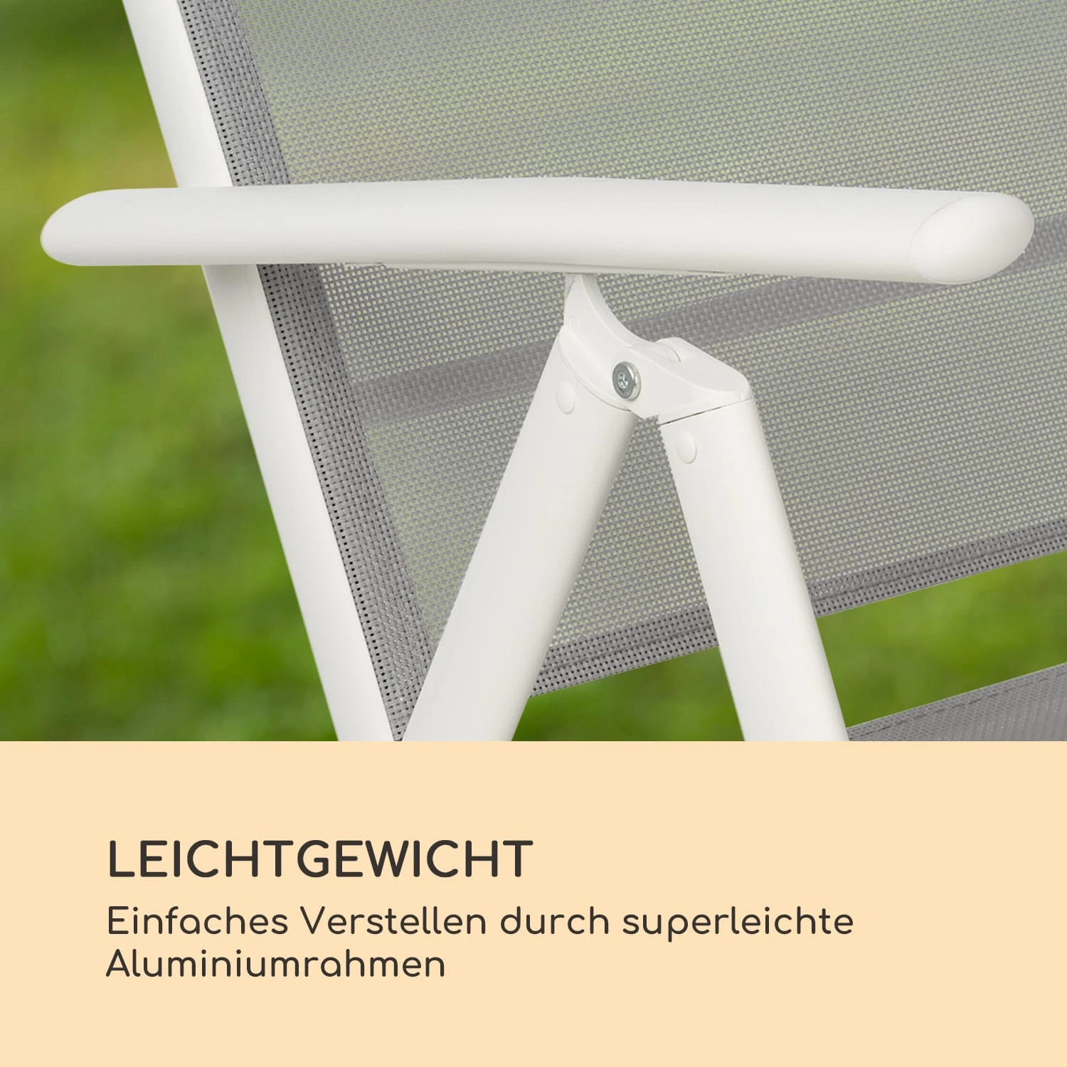 Almeria Klappstuhl 2er-Set 56,5x107x68 Cm ComfortMesh Aluminium 3 Almeria Klappstuhl 2er-Set 56,5x107x68 Cm ComfortMesh Aluminium – Bild 3