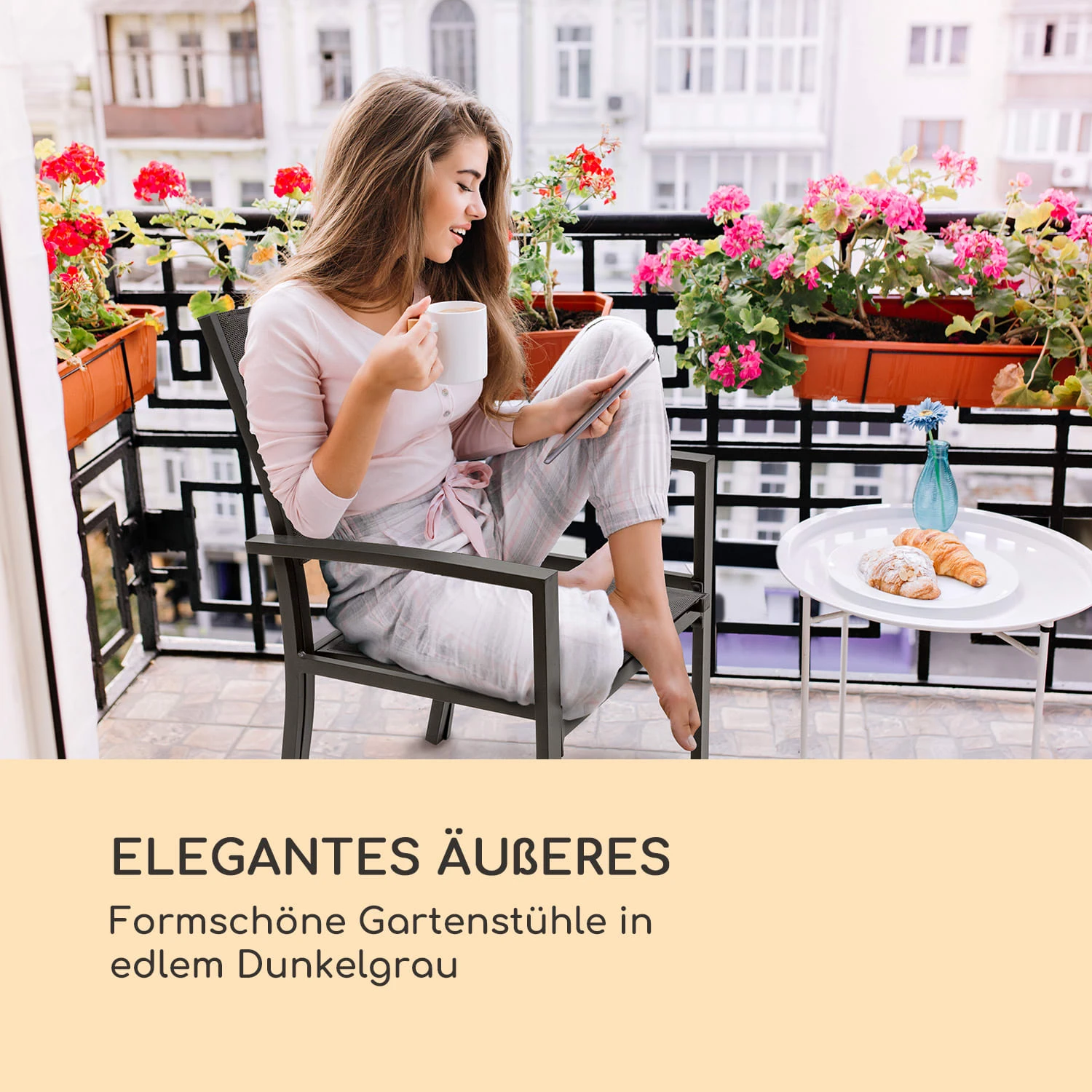 Torremolinos Gartenstühle 2 St. Aluminium ComfortMesh Dunkelgrau 5 Torremolinos Gartenstühle 2 St. Aluminium ComfortMesh Dunkelgrau – Bild 5