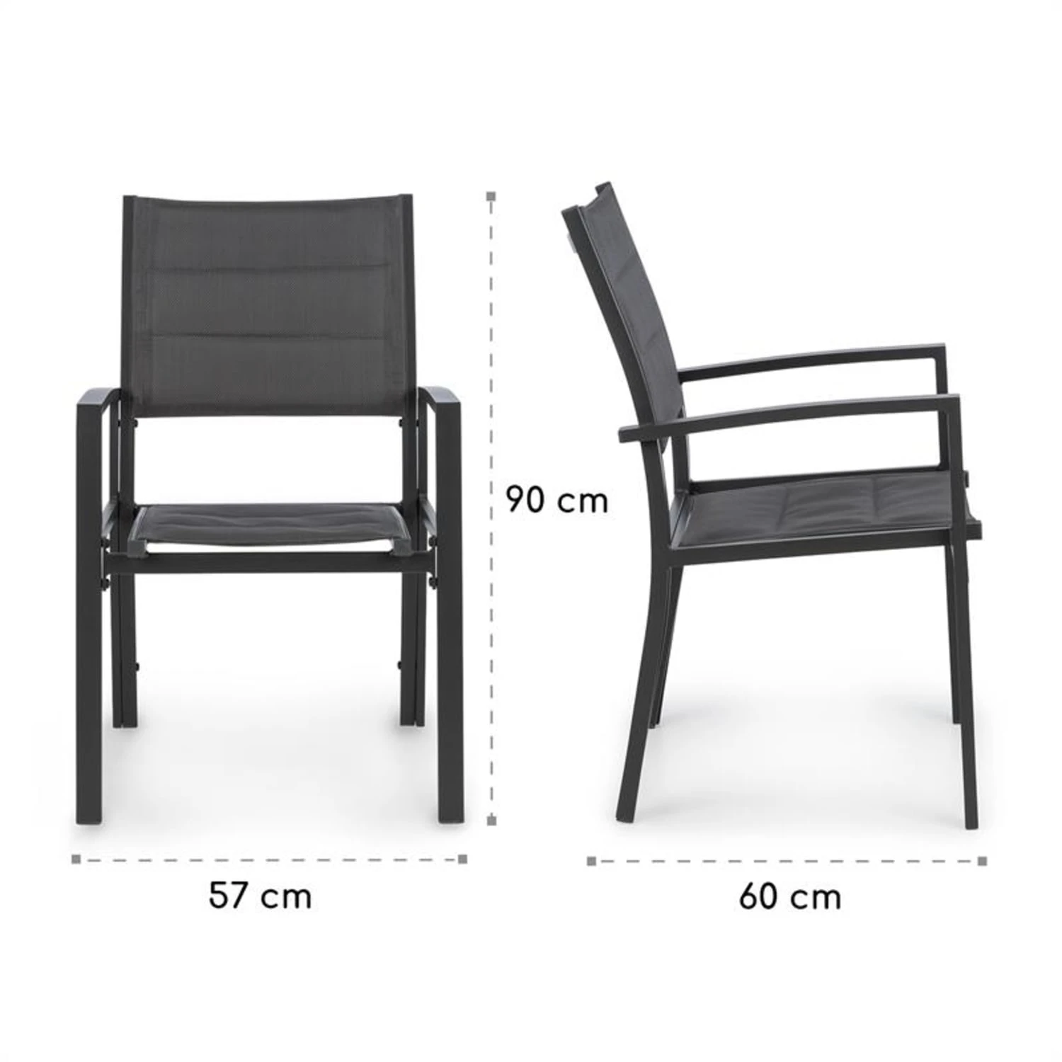 Torremolinos Gartenstühle 2 St. Aluminium ComfortMesh Dunkelgrau 9 Torremolinos Gartenstühle 2 St. Aluminium ComfortMesh Dunkelgrau – Bild 9