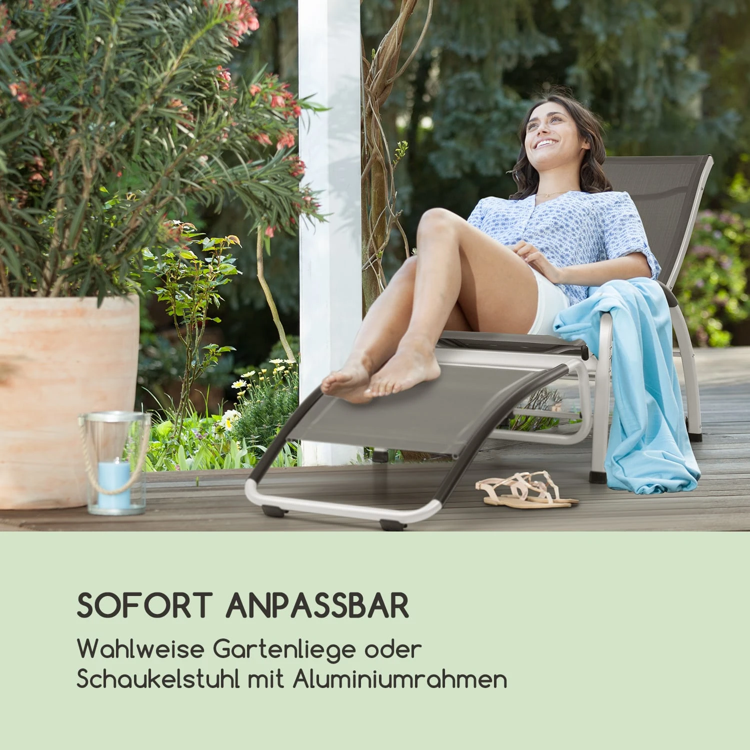 Beverly Wood Sonnenliege Schaukelstuhl Aluminium Grau 2 Beverly Wood Sonnenliege Schaukelstuhl Aluminium Grau – Bild 2