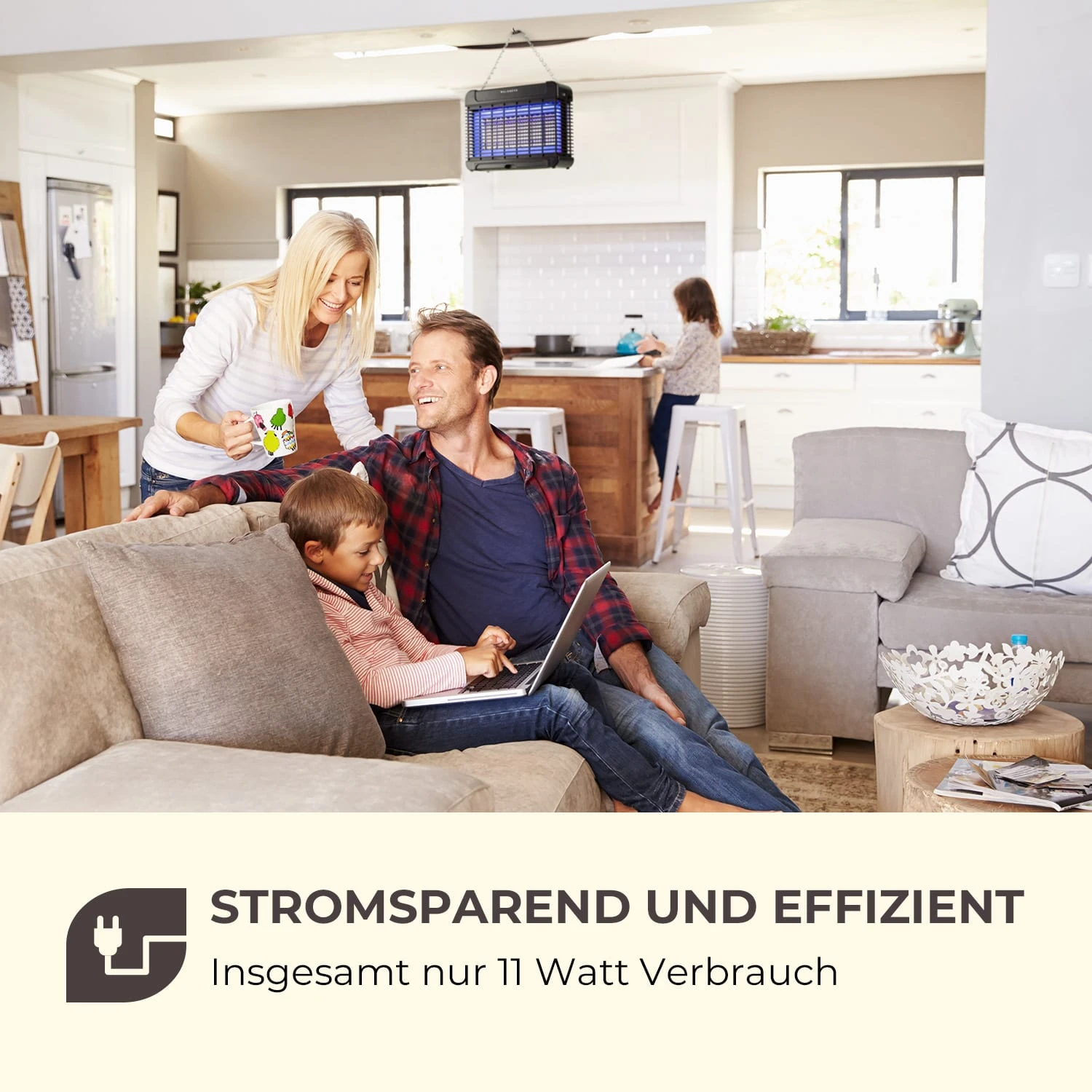 Mosquito Ex 5500 13W 150m² LEDs Auffangschale Kette Schwarz 2 Mosquito Ex 5500 13W 150m² LEDs Auffangschale Kette Schwarz – Bild 2