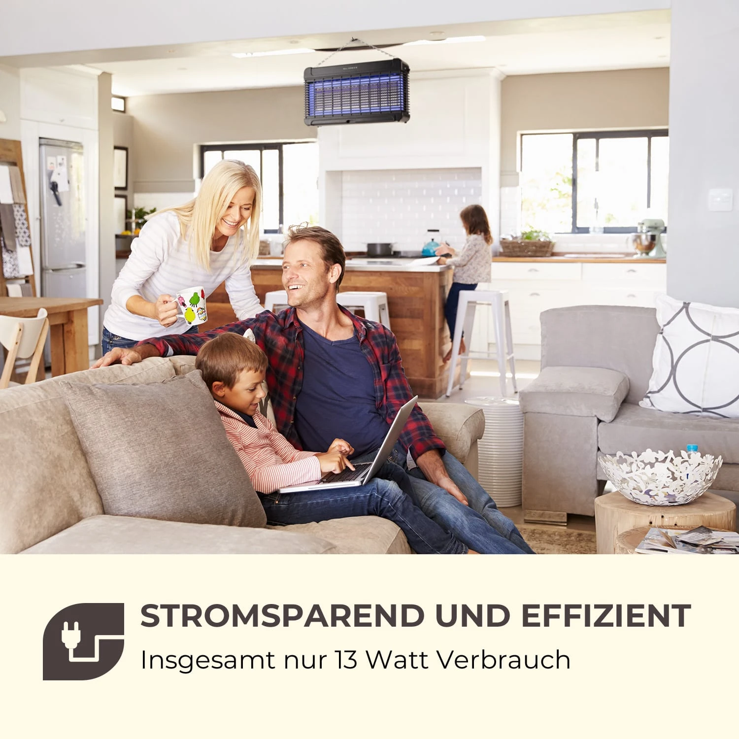 Mosquito Ex 9500 13W 300m² LEDs Auffangschale Kette Schwarz 2 Mosquito Ex 9500 13W 300m² LEDs Auffangschale Kette Schwarz – Bild 2