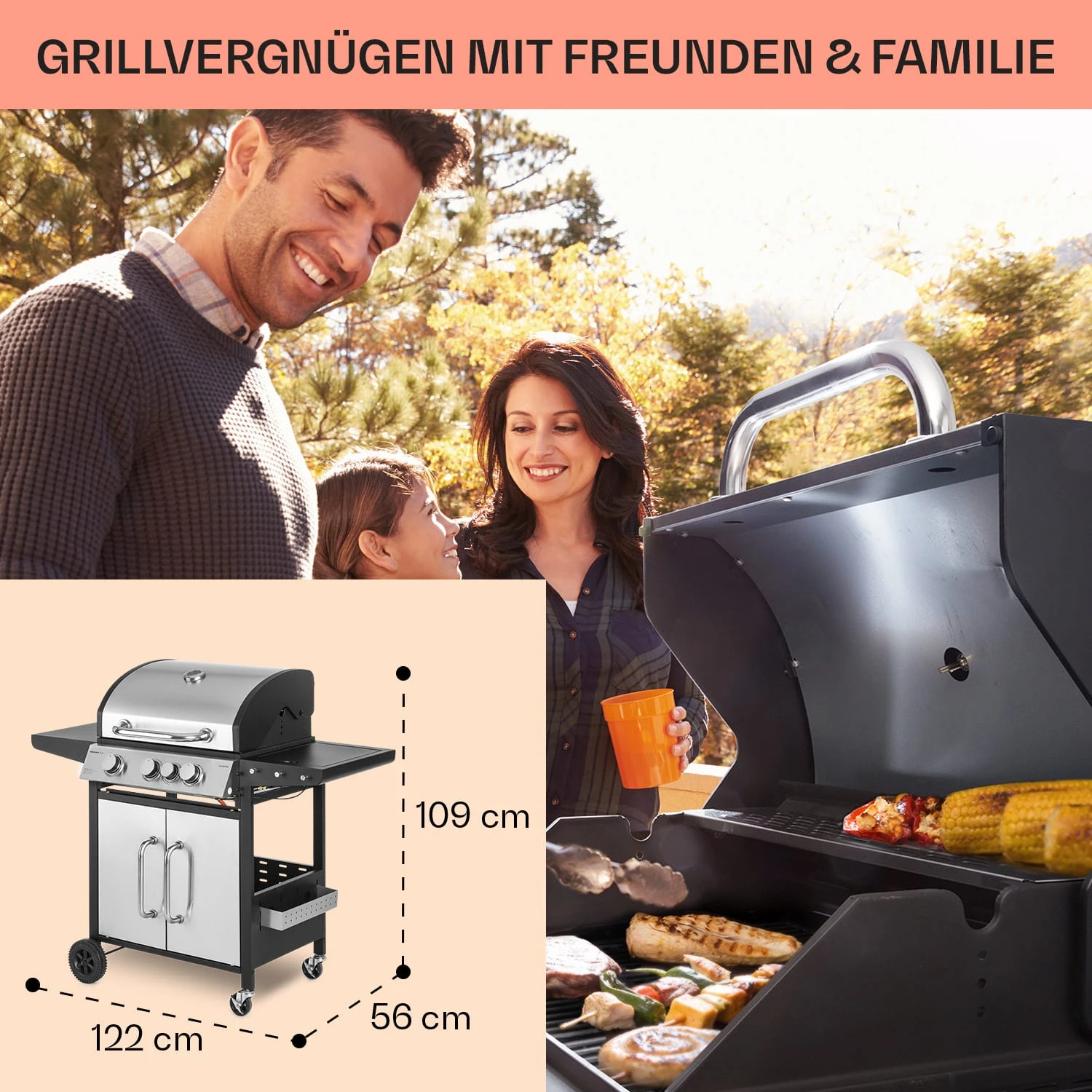 Tomahawk 3.1 S Gasgrill 3x3,6kW Brenner+2,7 KW 60x45cm Grill Edelstahl 6 Tomahawk 3.1 S Gasgrill 3x3,6kW Brenner+2,7 KW 60x45cm Grill Edelstahl – Bild 6