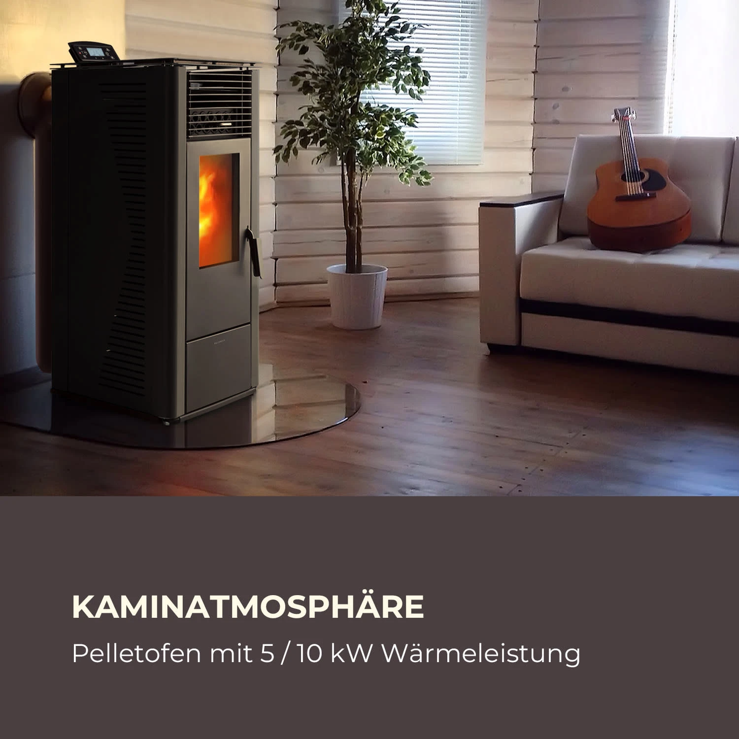 Energiewende Pelletofen 5/10 KW 5 Stufen Timer 18kg 250m³ Fernbedienung Schwarz 2 Energiewende Pelletofen 5/10 KW 5 Stufen Timer 18kg 250m³ Fernbedienung Schwarz – Bild 2