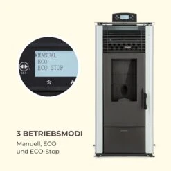 Energiewende Pelletofen 5/10 KW 5 Stufen Timer 18kg 250m³ Fernbedienung Grau -Garten Store 10034181 de 0005 logo