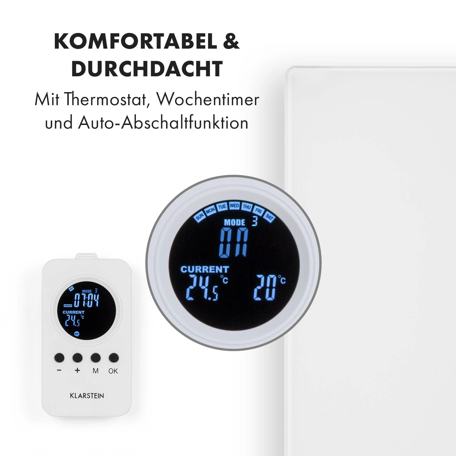 Crystal Wall Infrarotheizung 100x60cm 600W Wochentimer IP54 Weiß 4 Crystal Wall Infrarotheizung 100x60cm 600W Wochentimer IP54 Weiß – Bild 4