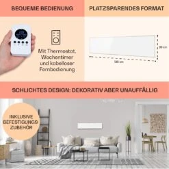 Wonderwall Air 36 Infrarotheizung 120x30cm 360W Wandinstallation Fernbedienung -Garten Store 10034231 de 0006 usp