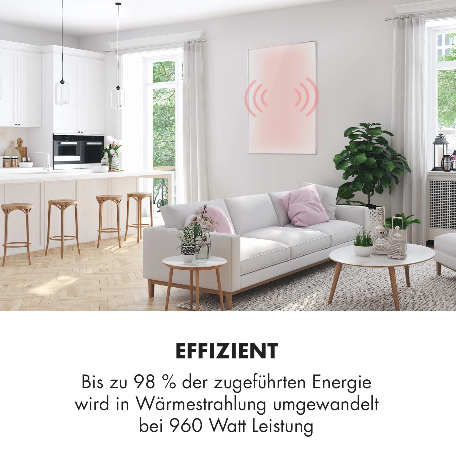 Wonderwall Air 96 Infrarotheizung 120x81cm 960W Wandinstallation Fernbedienung 2 Wonderwall Air 96 Infrarotheizung 120x81cm 960W Wandinstallation Fernbedienung – Bild 2