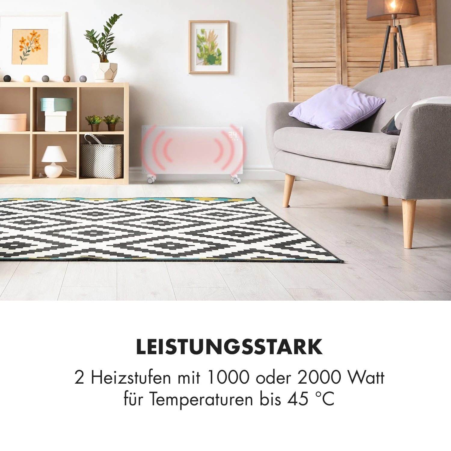 Bornholm Smart Konvektions-Heizgerät | 2000 W | SmartHeat Design: WiFi-Verbindung | LED-Display | 24-h-Timer | 2 Heizstufen: 1000 / 2000 W | IP24: Spritzwassergeschützt | Fernbedienung | Standgerät 2 Bornholm Smart Konvektions-Heizgerät | 2000 W | SmartHeat Design: WiFi-Verbindung | LED-Display | 24-h-Timer | 2 Heizstufen: 1000 / 2000 W | IP24: Spritzwassergeschützt | Fernbedienung | Standgerät – Bild 2