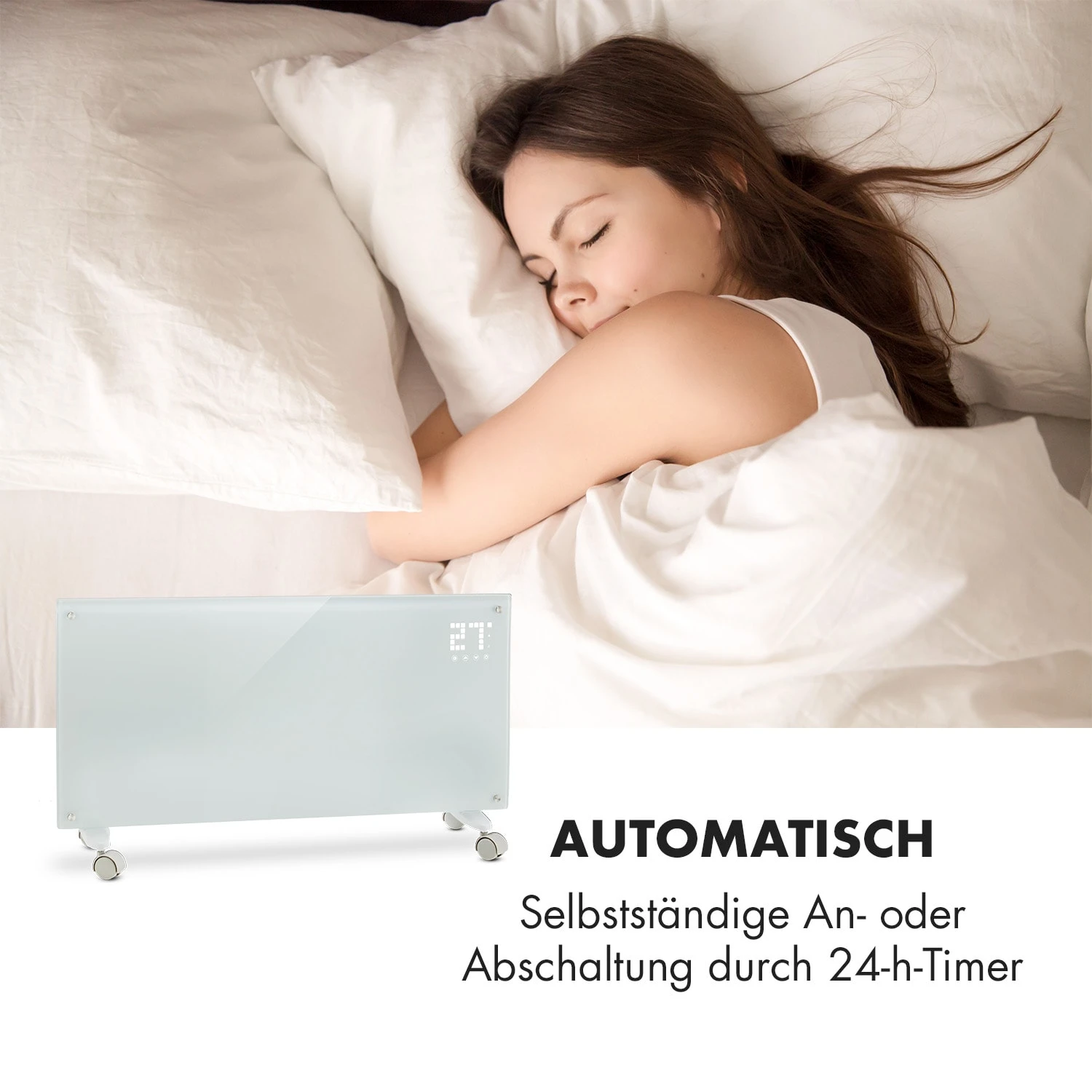 Bornholm Smart Konvektions-Heizgerät | 2000 W | SmartHeat Design: WiFi-Verbindung | LED-Display | 24-h-Timer | 2 Heizstufen: 1000 / 2000 W | IP24: Spritzwassergeschützt | Fernbedienung | Standgerät 4 Bornholm Smart Konvektions-Heizgerät | 2000 W | SmartHeat Design: WiFi-Verbindung | LED-Display | 24-h-Timer | 2 Heizstufen: 1000 / 2000 W | IP24: Spritzwassergeschützt | Fernbedienung | Standgerät – Bild 4