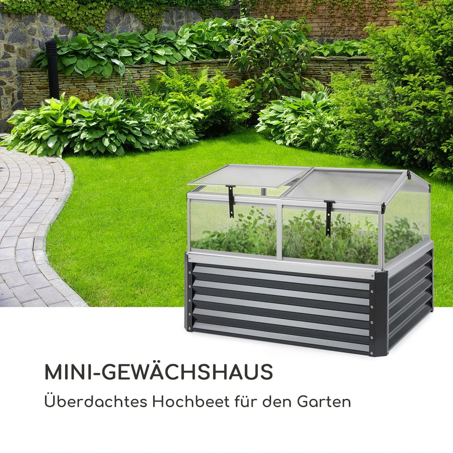 High Grow Advanced Hochbeet Mit Dach 120x95x100cm 540l Stahl Verzinkt 2 High Grow Advanced Hochbeet Mit Dach 120x95x100cm 540l Stahl Verzinkt – Bild 2